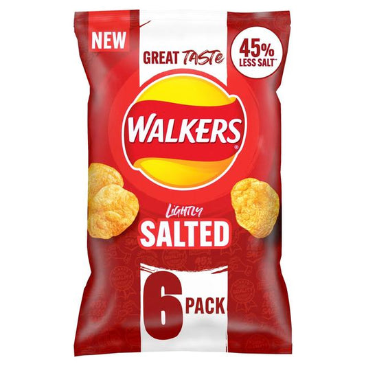 Walkers Less Salt Lightly Salted Multipack Crisps   6 per pack