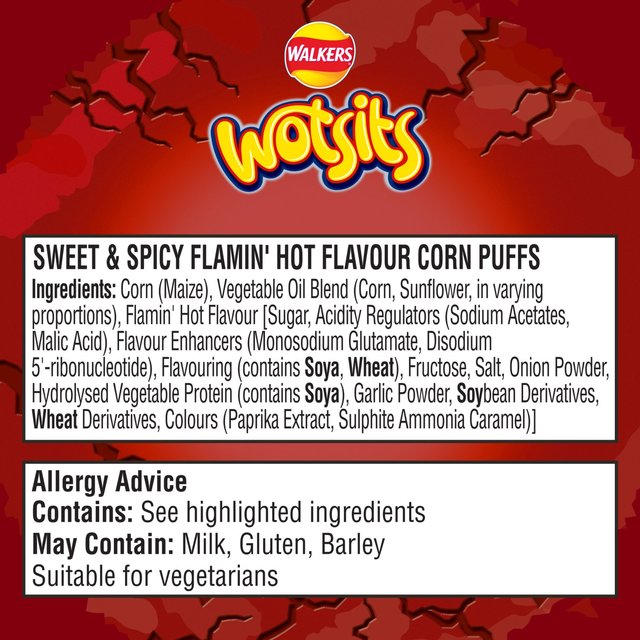 Walkers Wotsits Crunchy Sweet & Spicy Flamin' Hot Sharing Bag Snacks   140g