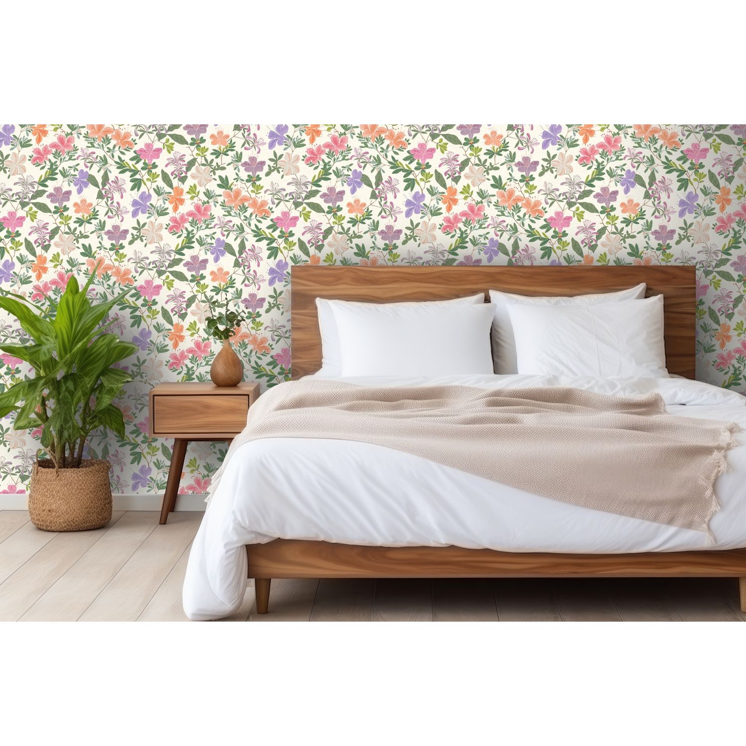 RHS Springtime Serenade Cream Wallpaper, 50cm by 10m, imported from the UK
