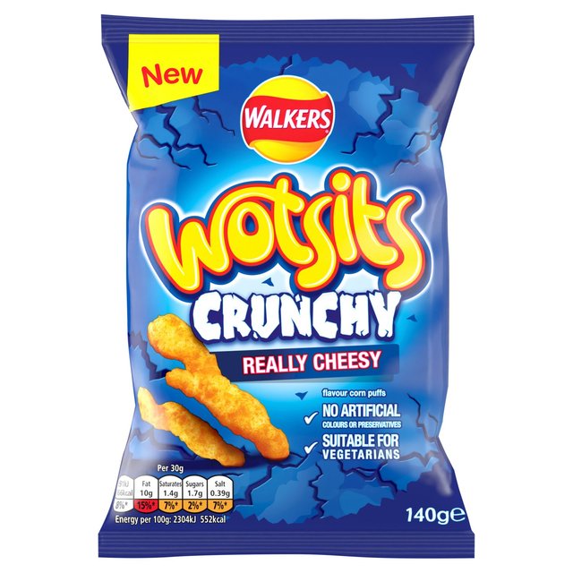 Walkers Wotsits Crunchy Really Cheesy Sharing Bag Snacks   140g