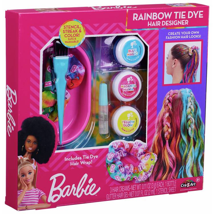 Barbie Rainbow Tie Dye Hair Designer hair styling kit, UK version