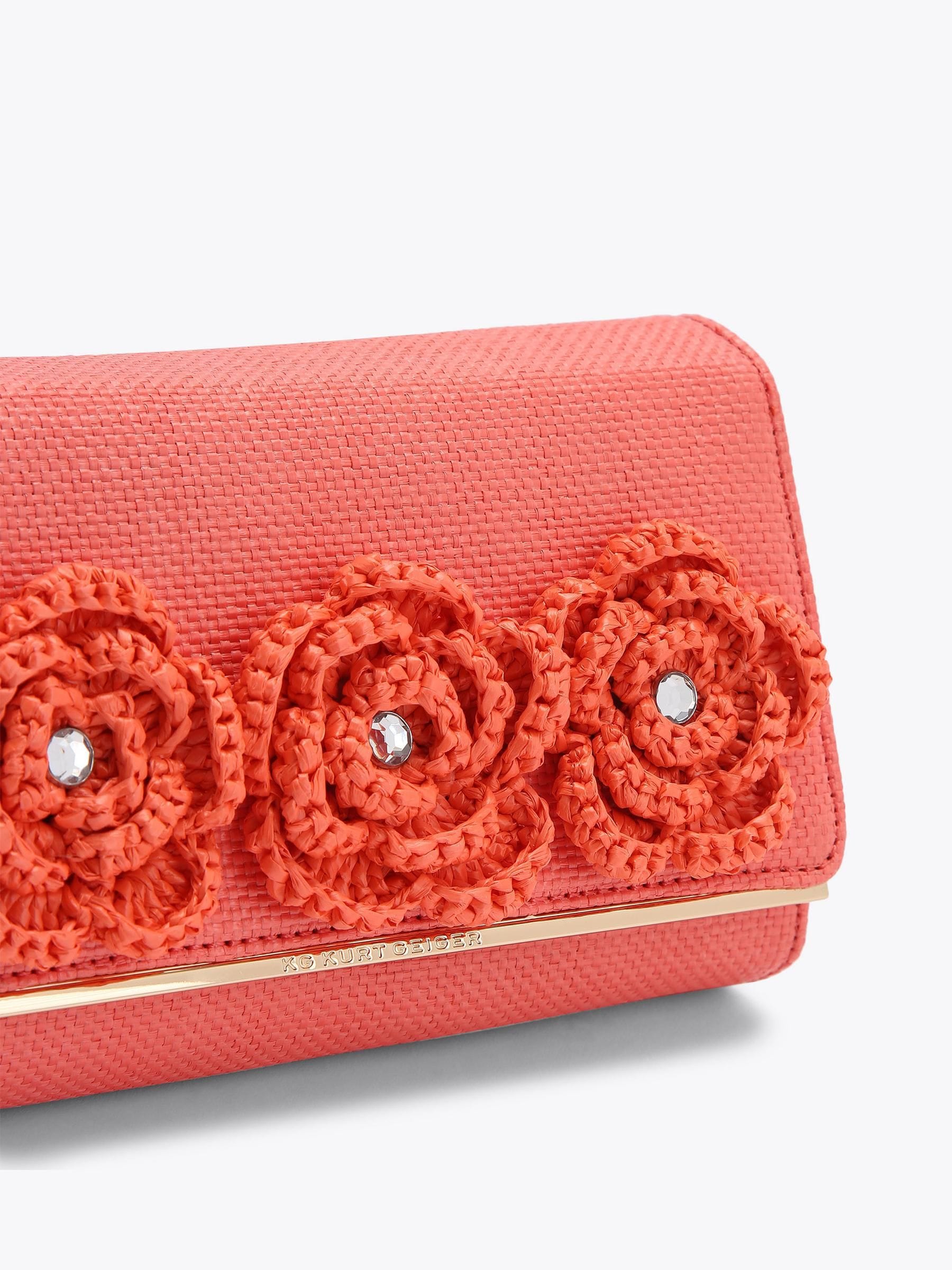 KG Kurt Geiger Sonnet raffia clutch bag (British brand)