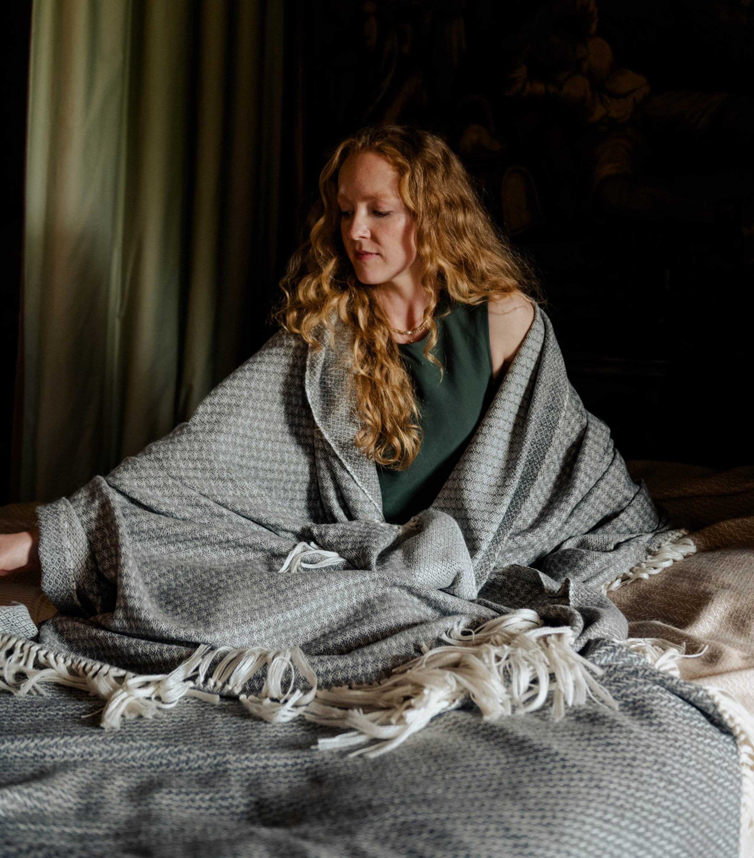 Araminta Campbell Alpaca-Blend Willow Throw 150cm x 230cm - British product