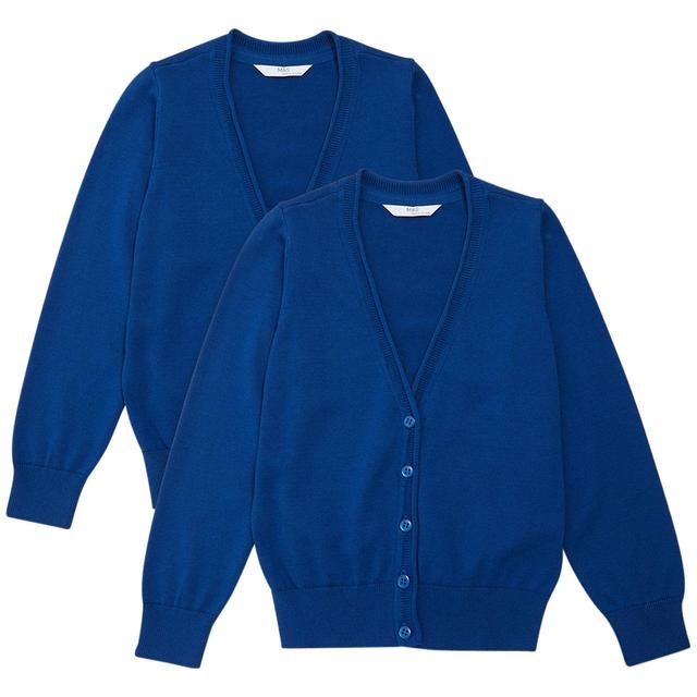 M&S 2PK Cotton Cardigan Blue 3-14 Y