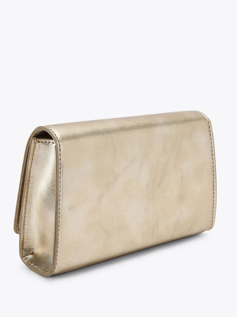 Kurt Geiger gold Salome clutch bag with metallic finish - British product