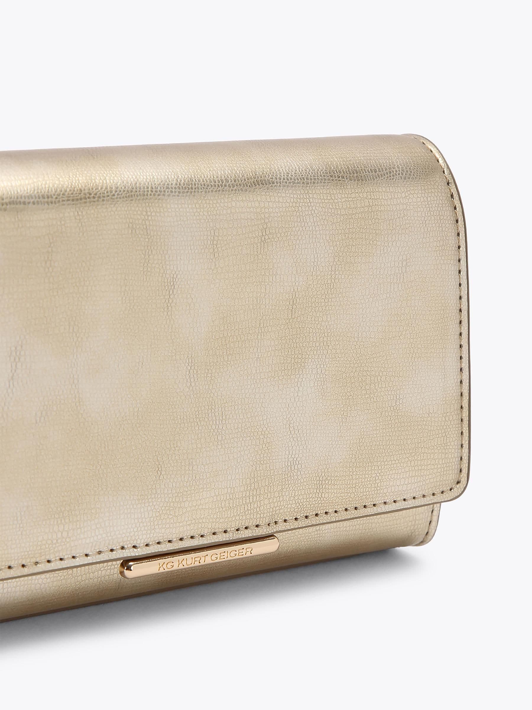 Kurt Geiger gold Salome clutch bag with metallic finish - British product