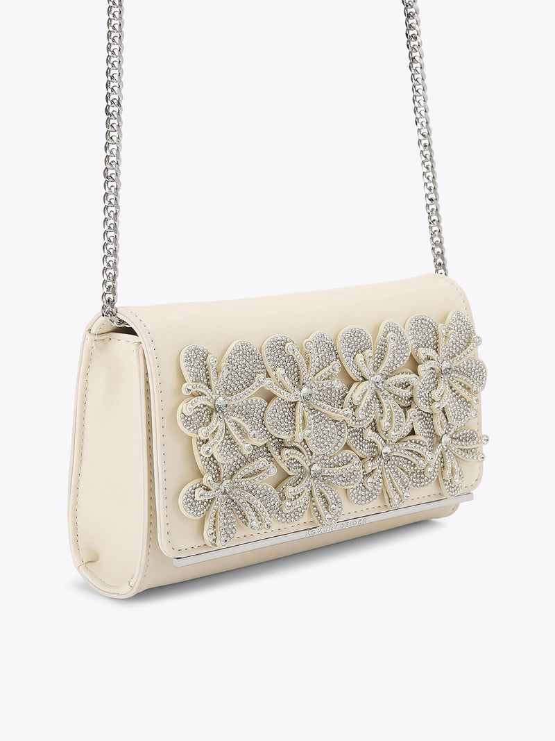 KG Kurt Geiger Silver Saskia clutch bag, imported from the UK
