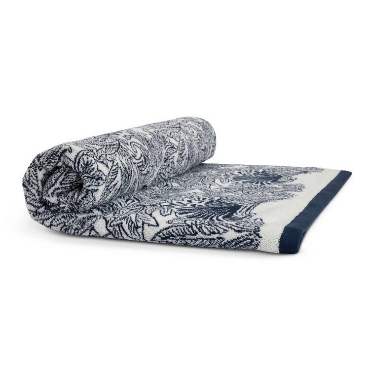 Habitat x Morris & Co. Tulip Toile bath sheet navy, UK version