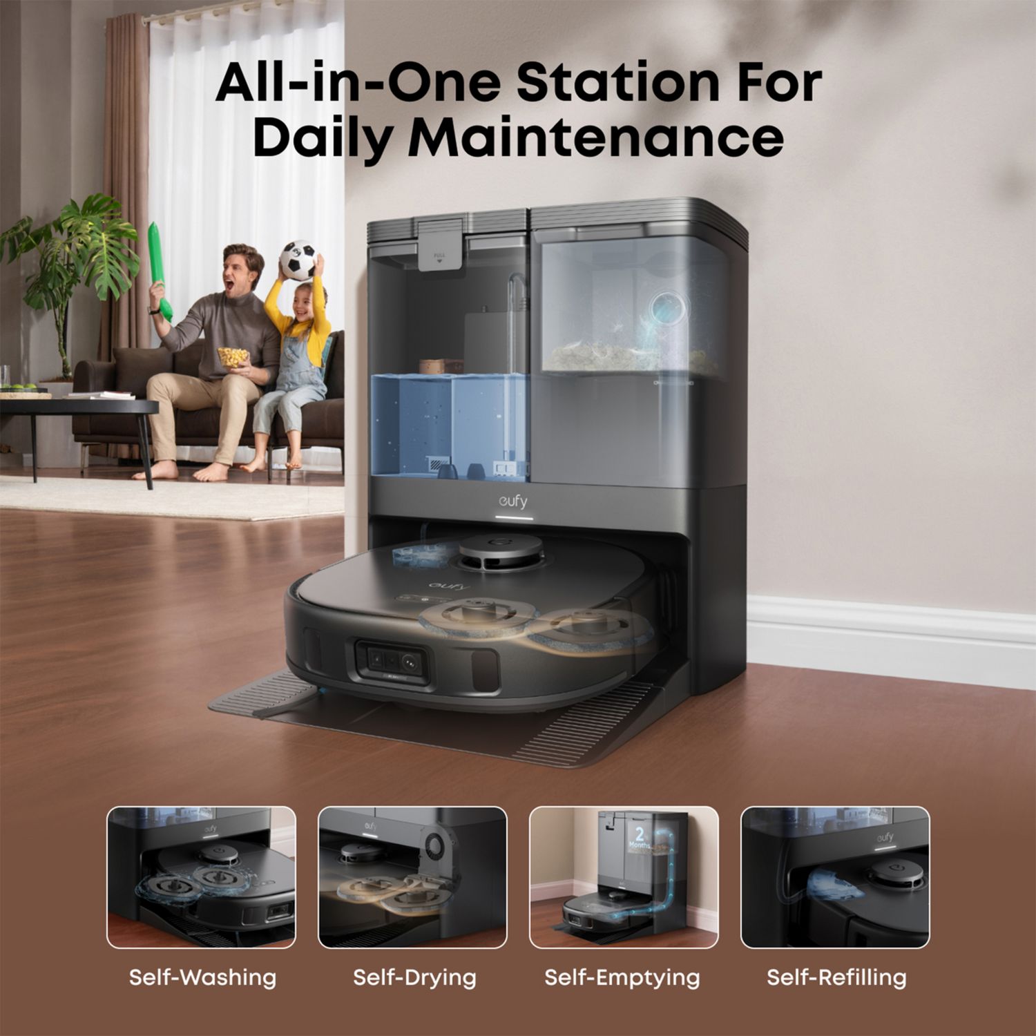 eufy X10 Pro Omni robot vacuum and mop station - British product