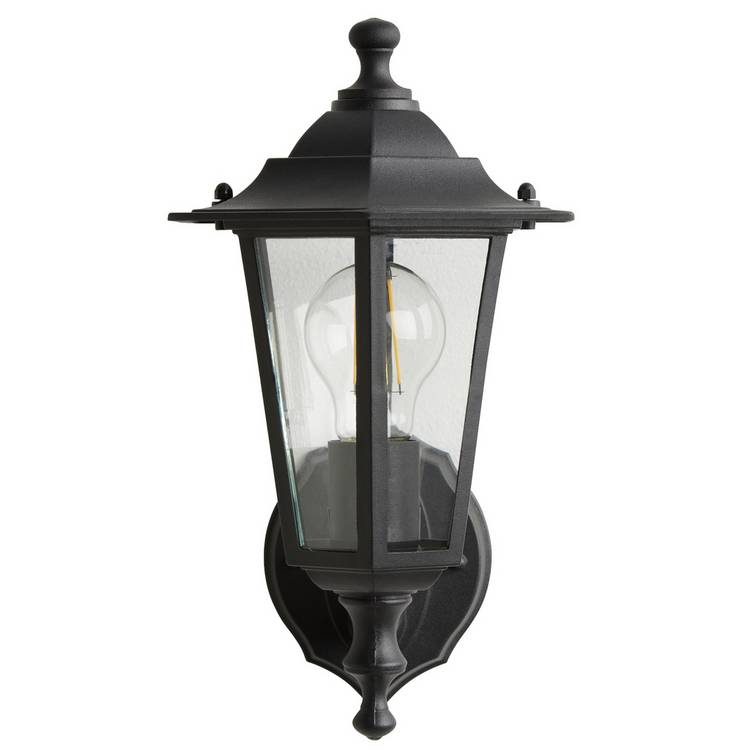 Black outdoor wall lantern aluminium glass H34cm, imported from the UK