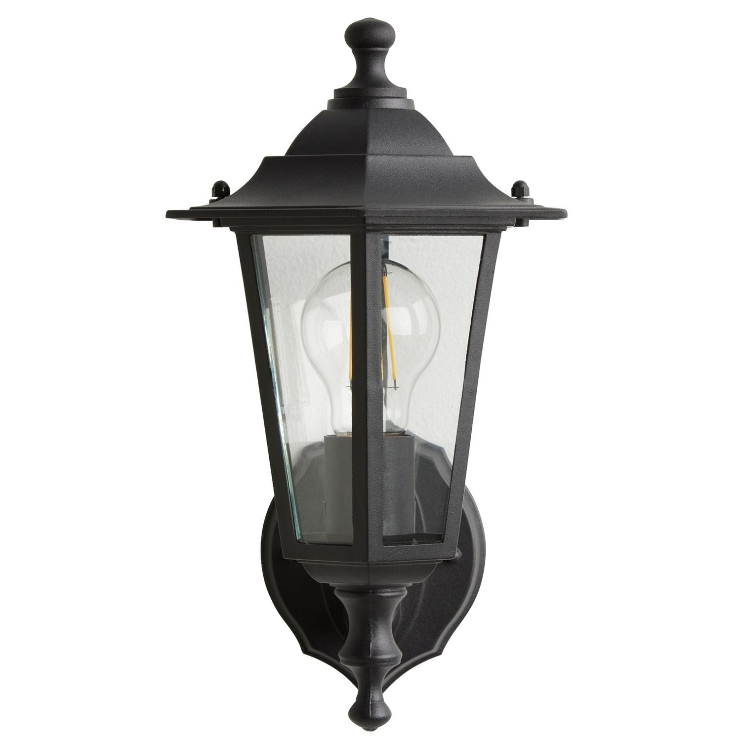 Black outdoor wall lantern aluminium glass H34cm, imported from the UK