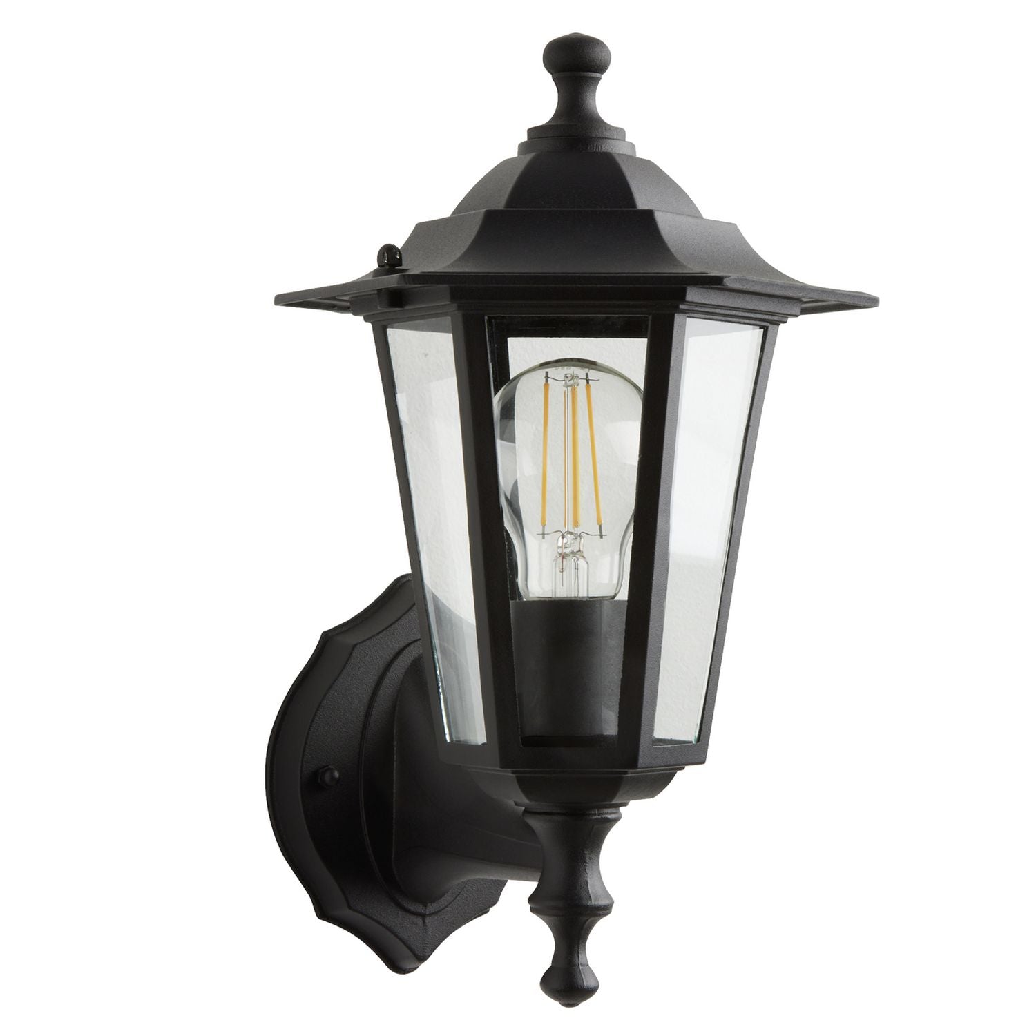 Black outdoor wall lantern aluminium glass H34cm, imported from the UK