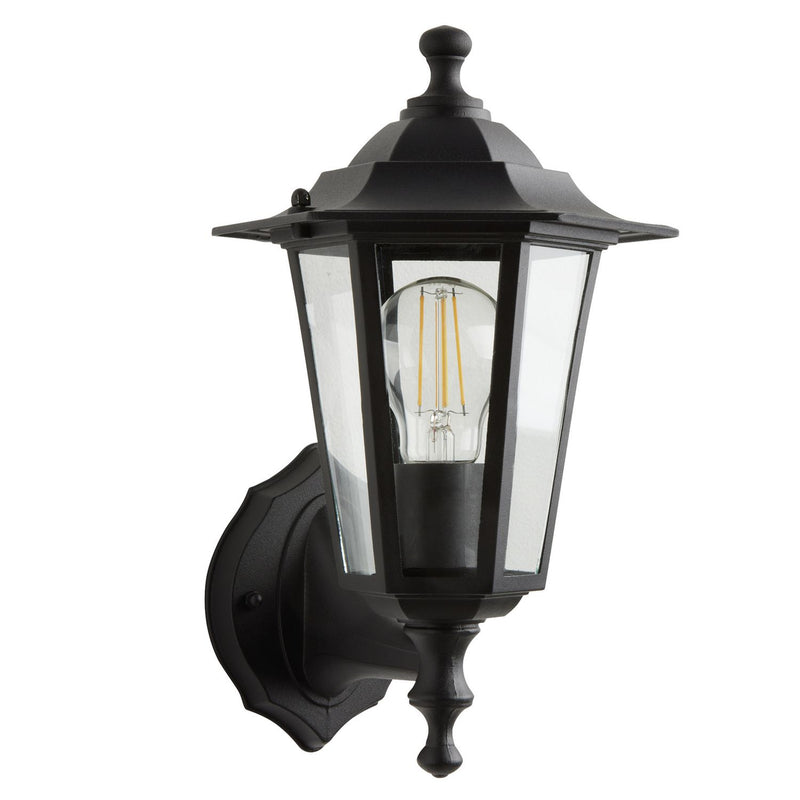 Black outdoor wall lantern aluminium glass H34cm, imported from the UK