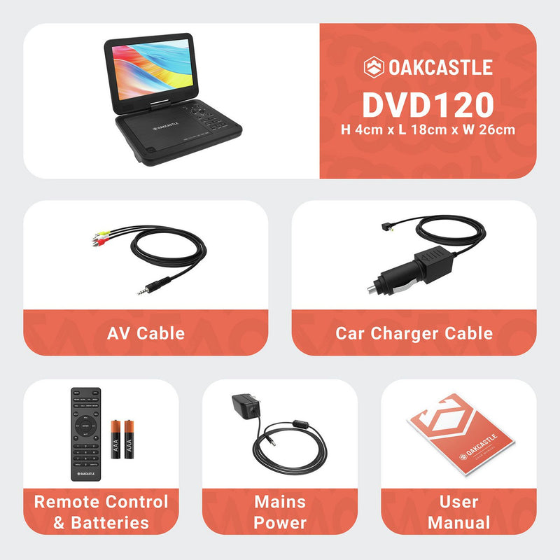 Oakcastle DVD120 portable DVD player 10.5 inch, imported from the UK
