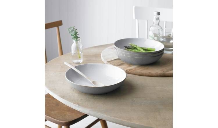 Denby Elements 4 Piece Stoneware Pasta Bowls - Light Grey GOODS Argos