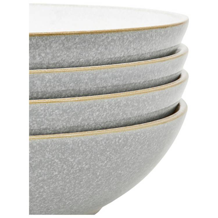 Denby stoneware pasta bowls light grey 22cm, imported from the UK