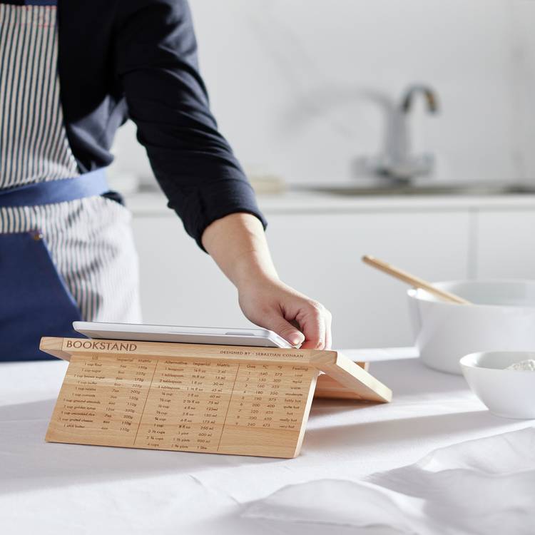 Sebastian Conran beech wood cookbook stand compact size - British product