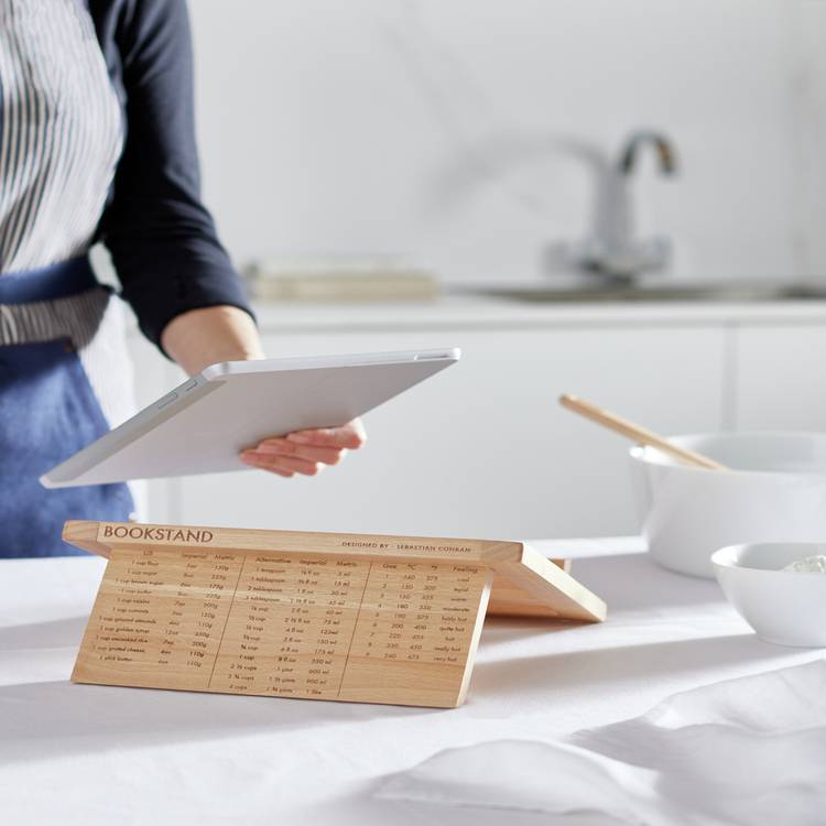 Sebastian Conran beech wood cookbook stand compact size - British product