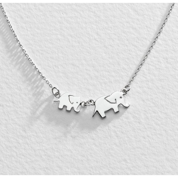 Moon & Back sterling silver elephant pendant necklace set, UK version