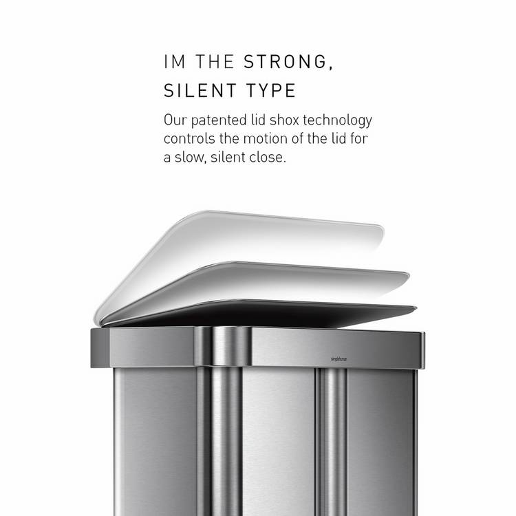 Simplehuman 58L dual compartment recycling pedal bin, UK version