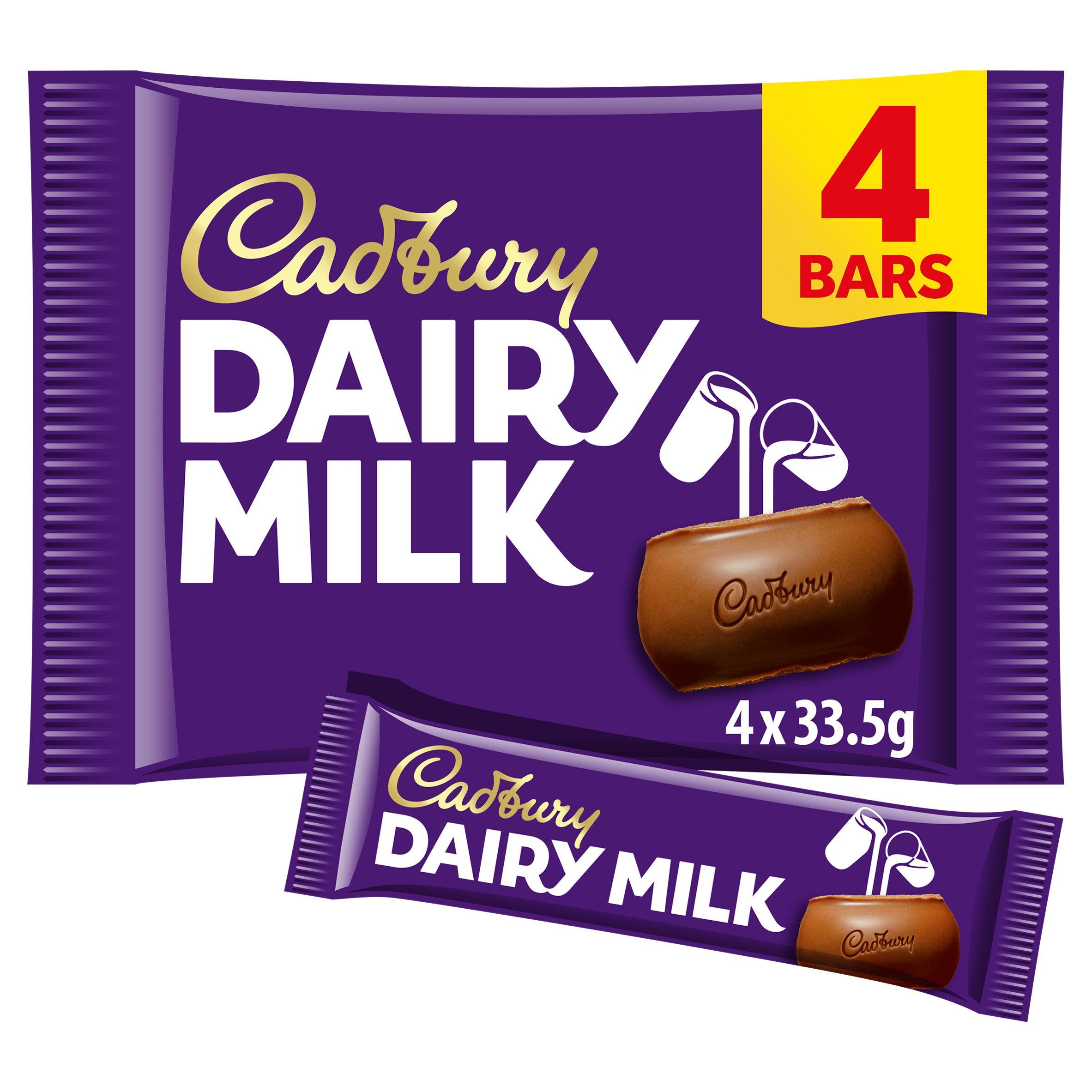 Cadbury Dairy Milk Chocolate Bar Multipack x4 134g Cadbury chocolates Sainsburys   