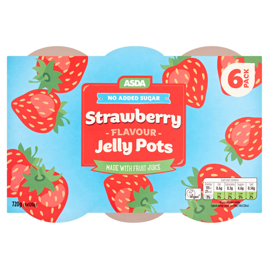 ASDA No Added Sugar Strawberry Flavour Jelly Pots GOODS ASDA   