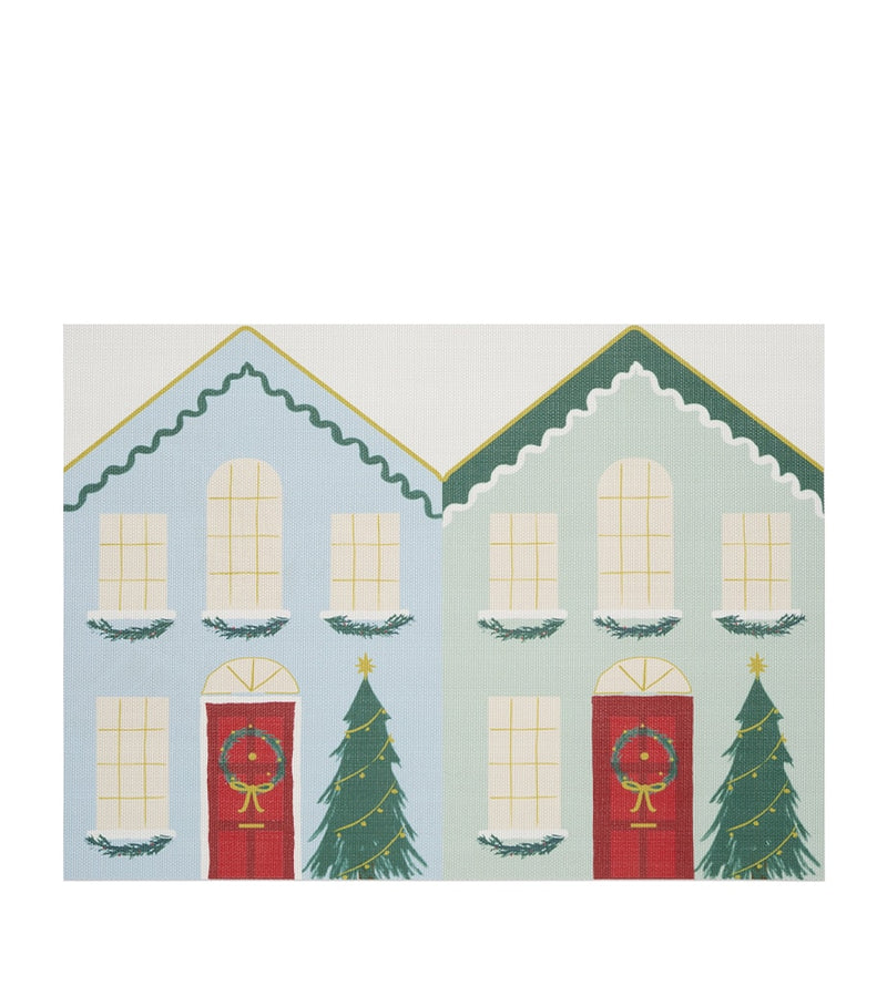Chilewich and Meri Meri Festive Houses placemat 34cm x 47cm - British product