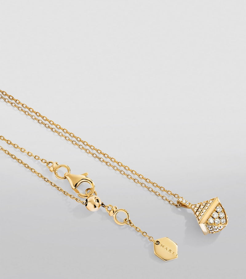 MARLI New York mini yellow gold diamond pendant necklace, imported from the UK