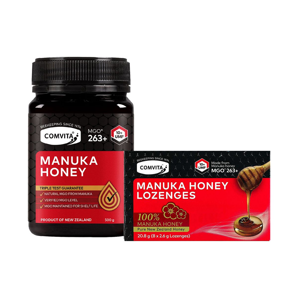 Comvita MGO 263+ (UMF 10+) Manuka Honey 500g & 10+ Lozenges 8s bundle GOODS Boots   