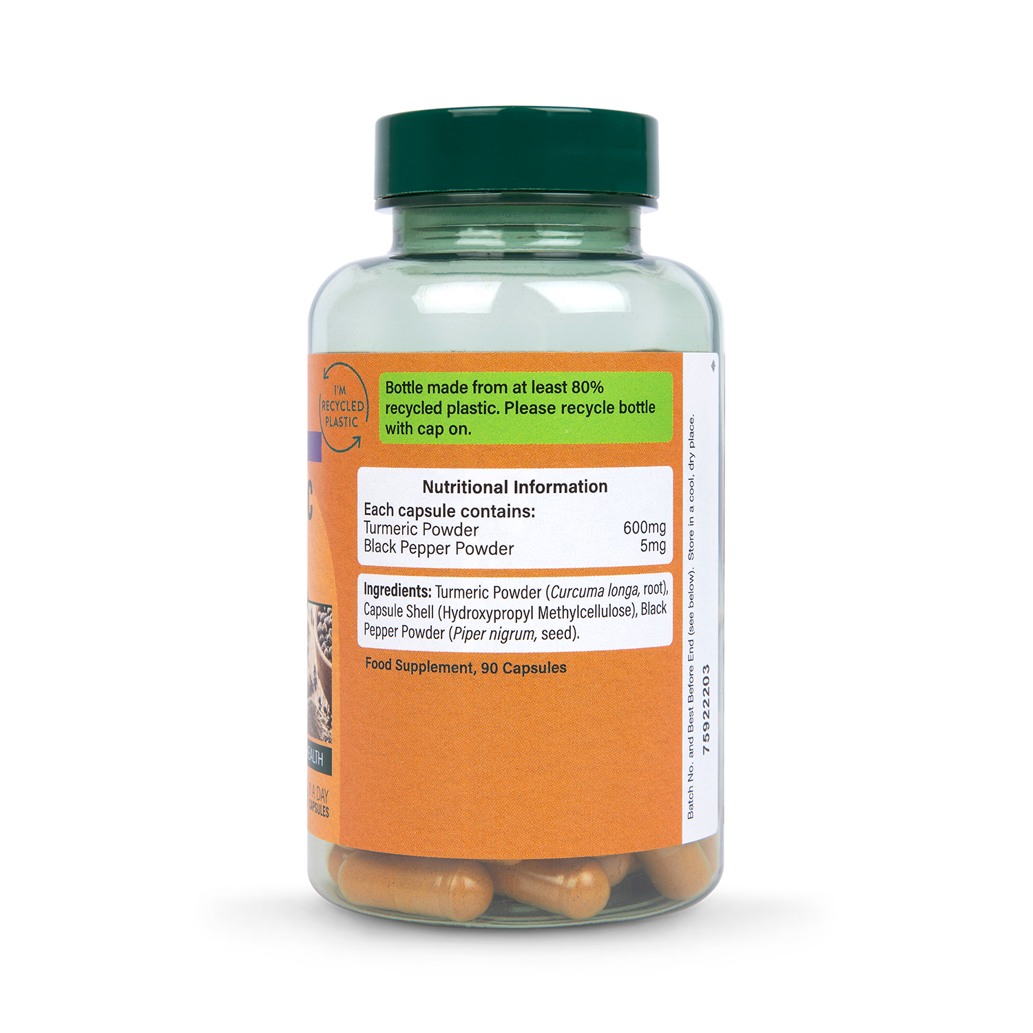 Holland & Barrett Turmeric Capsules Black Pepper 90, UK version