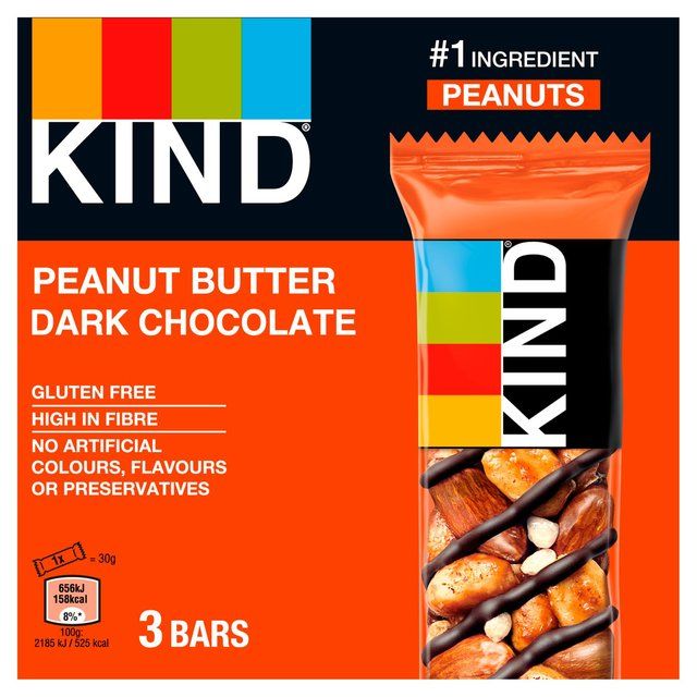 KIND Peanut Butter Dark Chocolate Snack Bars Multipack   3 x 30g Food Cupboard M&S   