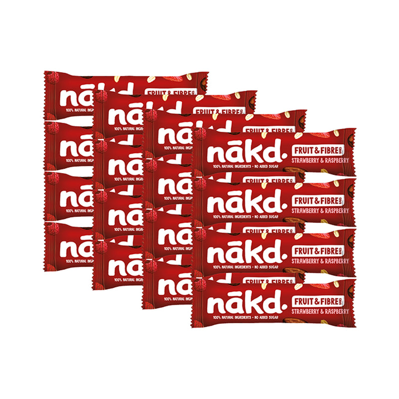 Nakd Fruit & Fibre Strawberry & Raspberry bars, 16 pack, imported from the UK