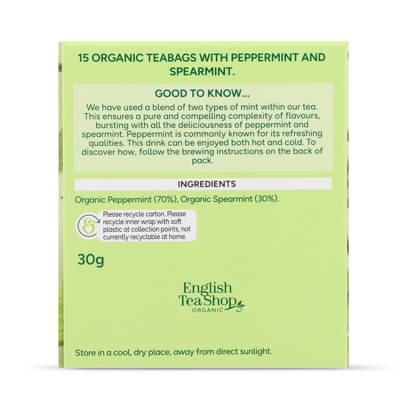 Holland & Barrett peppermint tea 15 bags, UK version