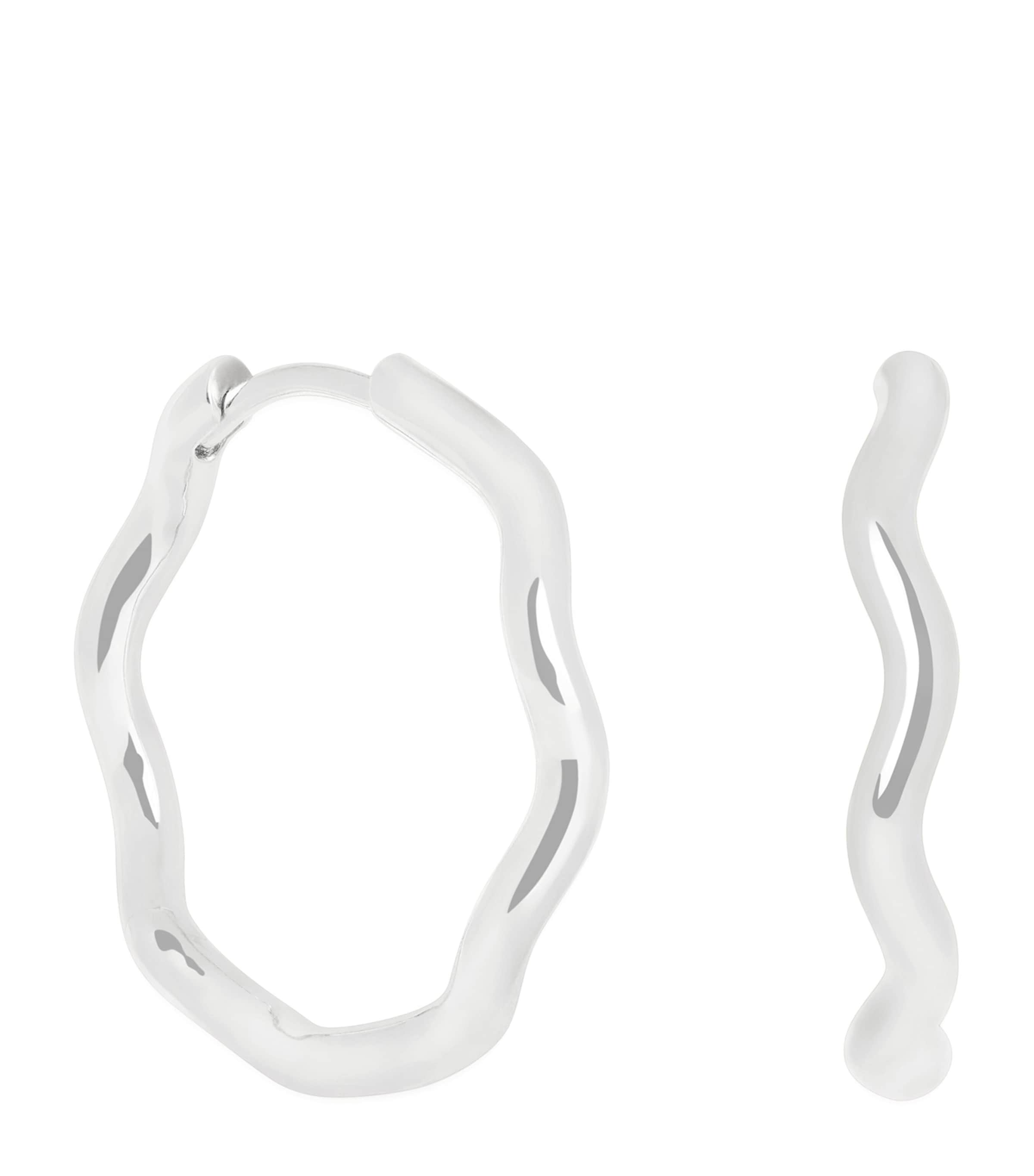 Astrid & Miyu rhodium-plated ripple hoop earrings 25.2mm, UK version
