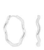 Astrid & Miyu rhodium-plated ripple hoop earrings 25.2mm, UK version