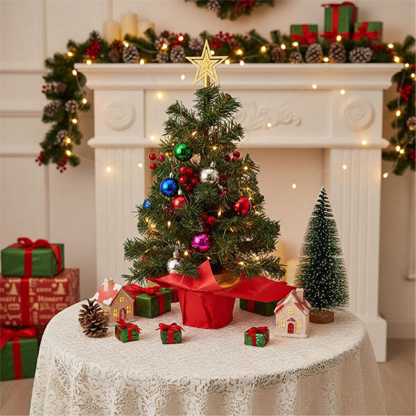 Livingandhome mini Christmas tree with lights 57cm, imported from the UK