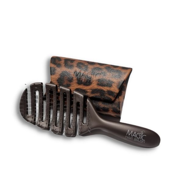 Magic Hair Brush Detangler Black with Cow Print Wallet