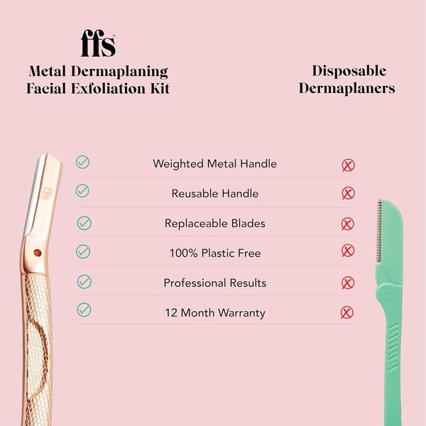 FFS Beauty Dermaplaning Facial Kit + Stand (Rose Gold)