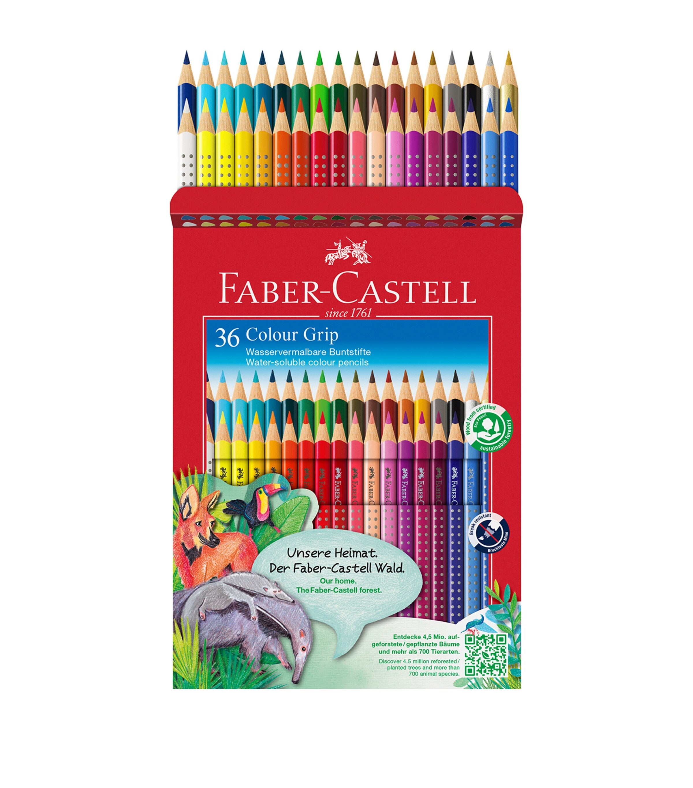 Faber-Castell Colour Grip 36 colour pencil wallet - British product