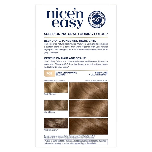 Clairol Nice'n Easy Creme Permanent Hair Dye 7CB Dark Champagne Blonde GOODS M&S   