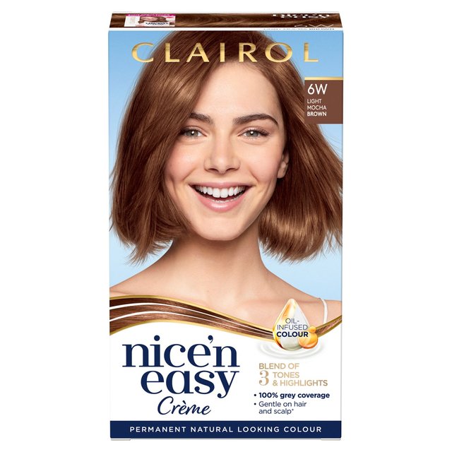 Clairol Nice'n Easy Creme Permanent Hair Dye 6W Light Mocha Brown GOODS M&S   