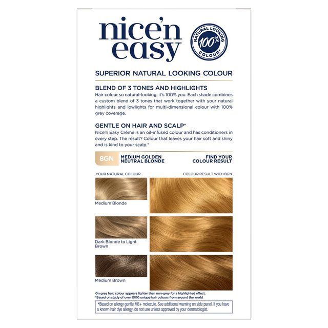 Clairol Nice'n Easy Creme Permanent Hair Dye 8GN Golden Neutral Blonde GOODS M&S   