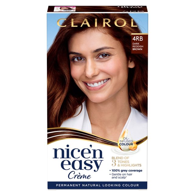 Clairol Nice'n Easy Creme Permanent Hair Dye  4RB Dark Reddish Brown GOODS M&S   