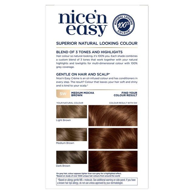 Clairol Nice'n Easy Creme Permanent Hair Dye  5W Medium Mocha Brown GOODS M&S   