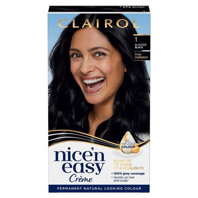 Clairol Nice'n Easy Creme Permanent Hair Dye 1 Blackest Black