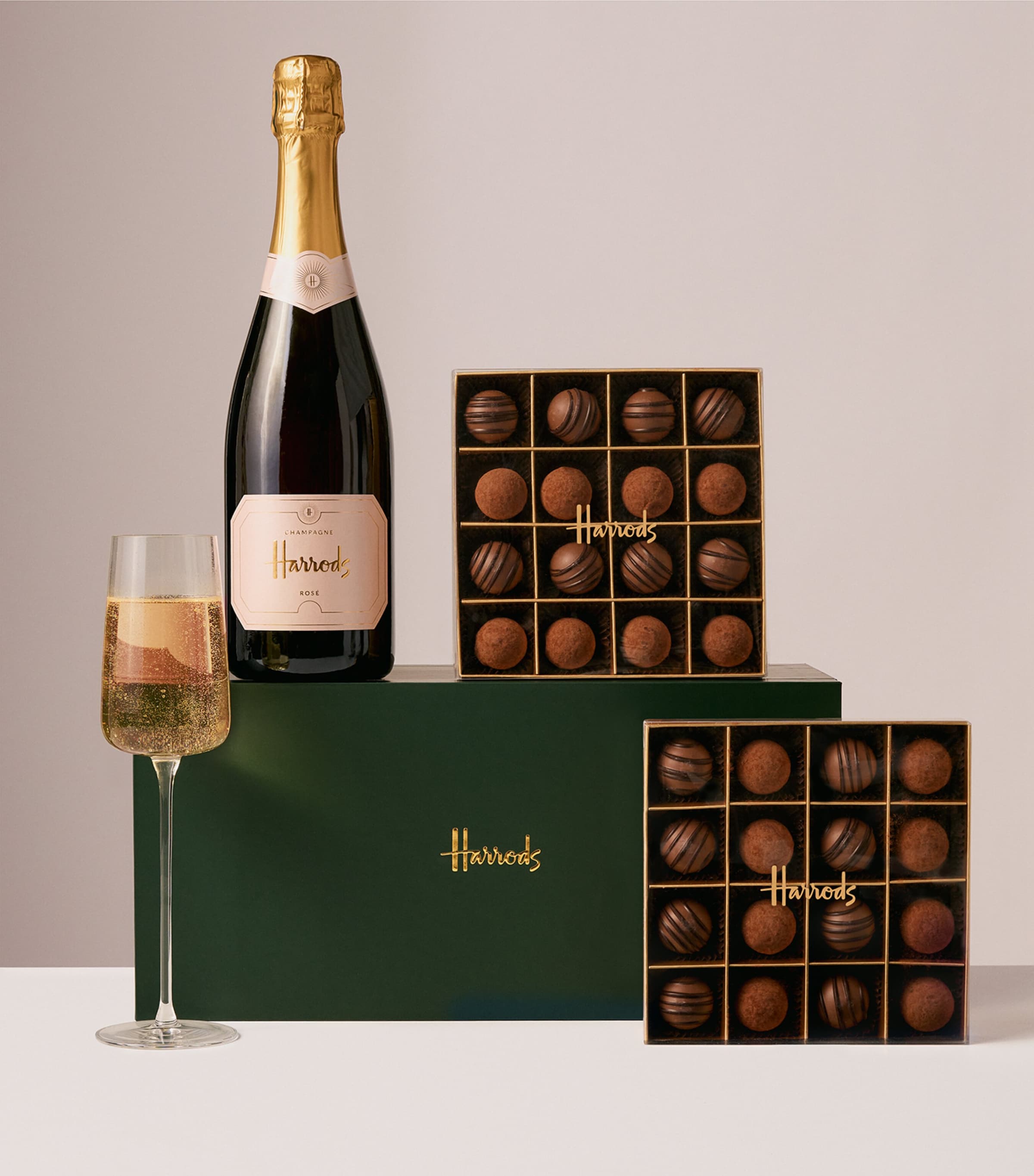 Harrods rosé champagne and chocolate truffles gift box, UK version