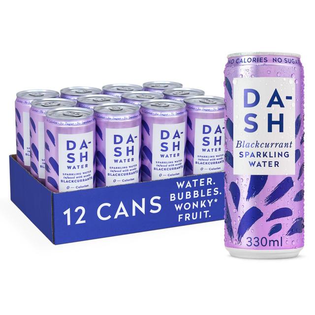 DASH Blackcurrant Infused Sparkling Water   12 x 330ml