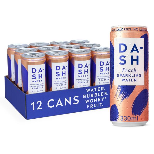 DASH Peach Infused Sparkling Water   12 x 330ml