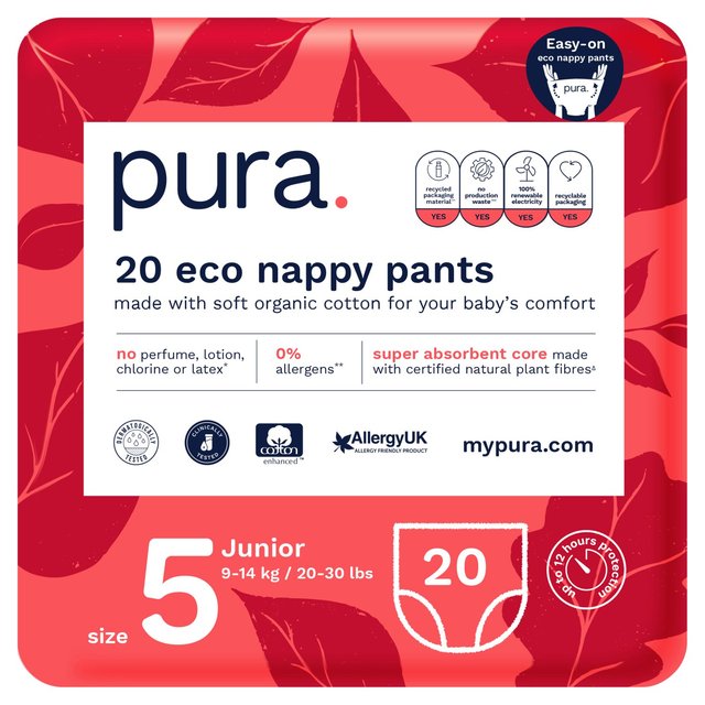 Pura High Performance Eco Nappy Pants Size 5 (9-14kg)   20 per pack GOODS M&S   