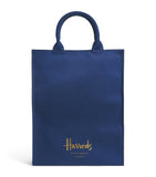 Harrods tote-veske i bomull med logo, medium, britisk versjon